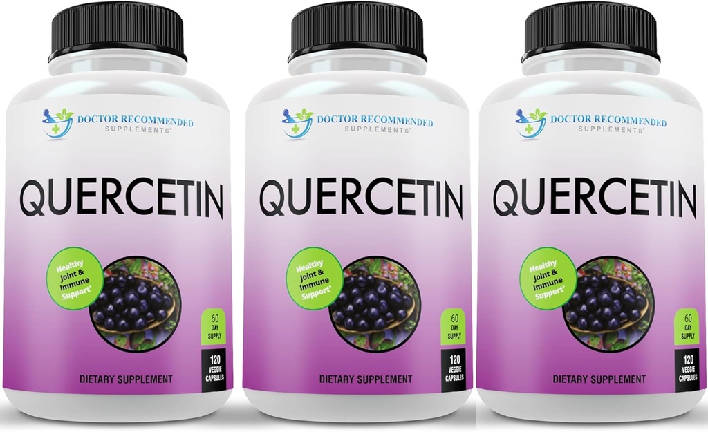 DOCTEUR COMPLÉMENTS RECOMMANDÉS Quercetin 1000mg par portion - (Vegan, non-OGM) (120 Capsules de Veggie, boîte de 3)