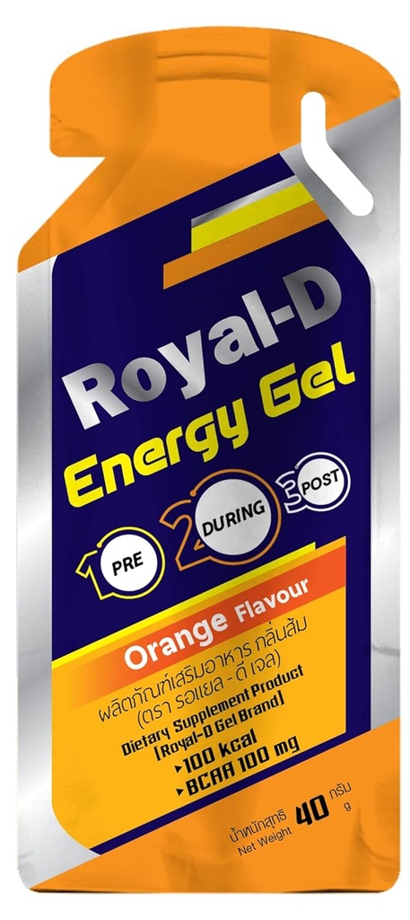 Gel d'énergie Royal-D avec BCAAs – Orange Flavor.