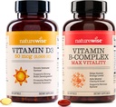 NatureWise Vitamine D3 2000iu 360 Comte et complexe de vitamine B 150 Softgels - Fonction musculaire saine, soutien immunitaire, énergie cellulaire, clarté mentale