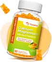 Haute absorption Gommies de calcium, supplément de magnésium sans sucre avec vitamine de potassium D3 pour les hommes et les femmes - végétalien, saveur orange 60 Cts
