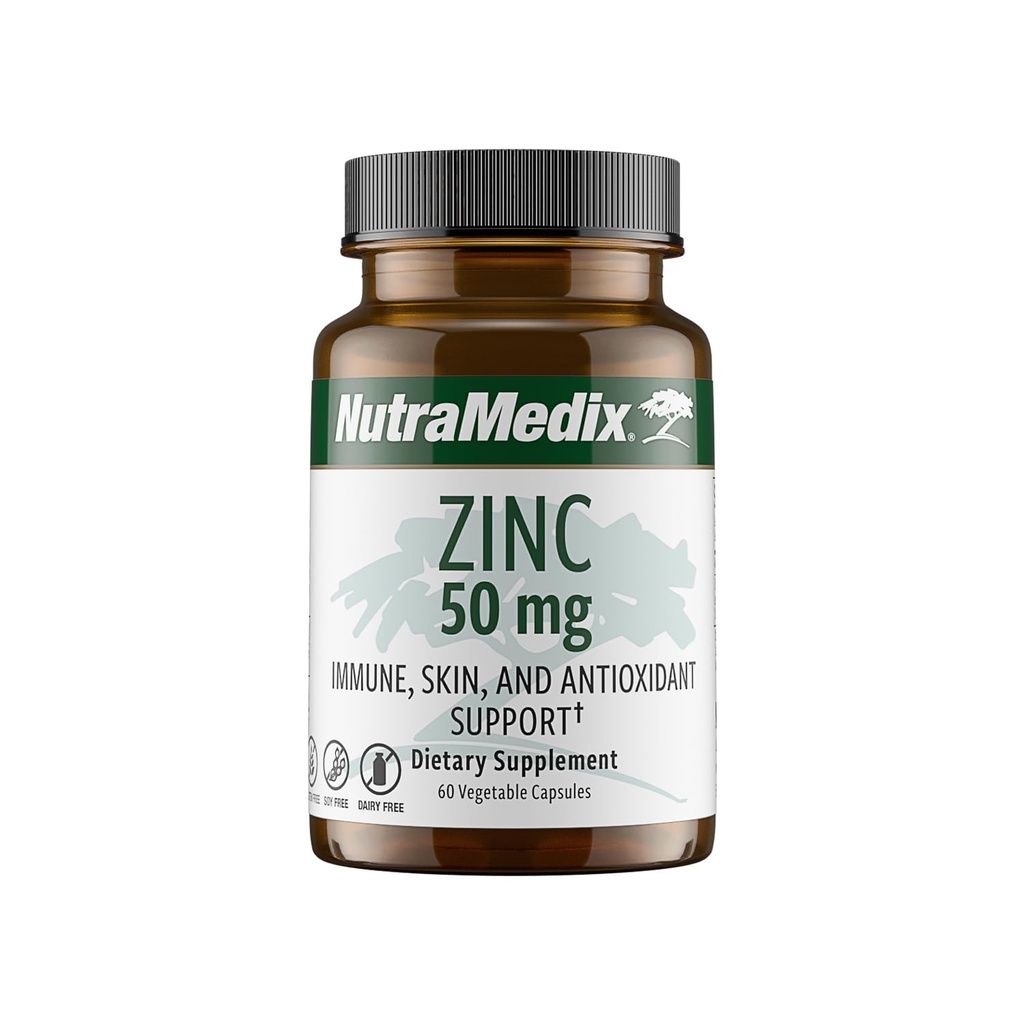 NutraMedix Zinc 50mg - Suppléments pour une défense immunitaire saine, la santé de la peau et le soutien antioxydant - Facile à digérer Zinc pour la santé immunitaire (60 capsules)
