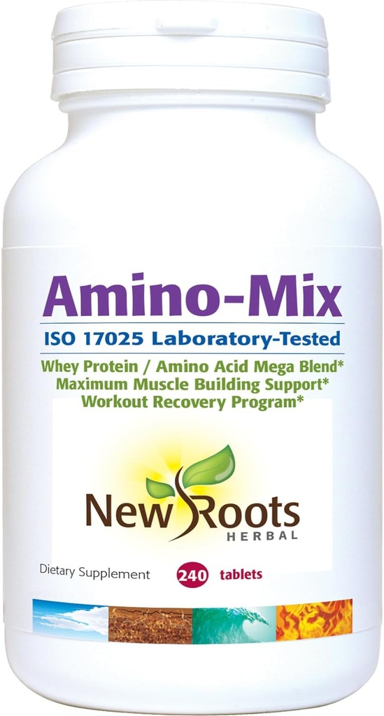 NEW ROOTS HERBAL Supplément Amino-Mix (Acides aminés à chaîne ramifiée) - 240 capsules