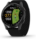 Garmin Approach® S50, Smartwatch GPS de golf avancé, écran AMOLED, caractéristiques de cours, fréquence cardiaque à base de poignet, lunette en aluminium ardoise avec bande de nylon noir ComfortFit