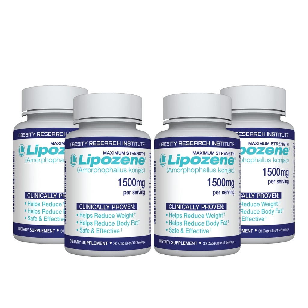 Lipozène Diet Pills - Supplément perte de poids - 4 bouteilles de 30 capsules chacune, un total de 120 capsules!