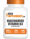 BulkSupplements.com Capsules Niacinamide - Supplément Niacinamide, Supplément vitamine B3, Niacinamide 500mg - Sans gluten, 1 Capsule par portion, 300 Capsules (paquet de 1)