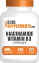BulkSupplements.com Niacinamide Capsules - Niacinamide Supplement, Vitamin B3 Supplement, Niacinamide 500mg - Gluten Free, 1 Capsule per Serving, 300 Capsules (Pack of 1)