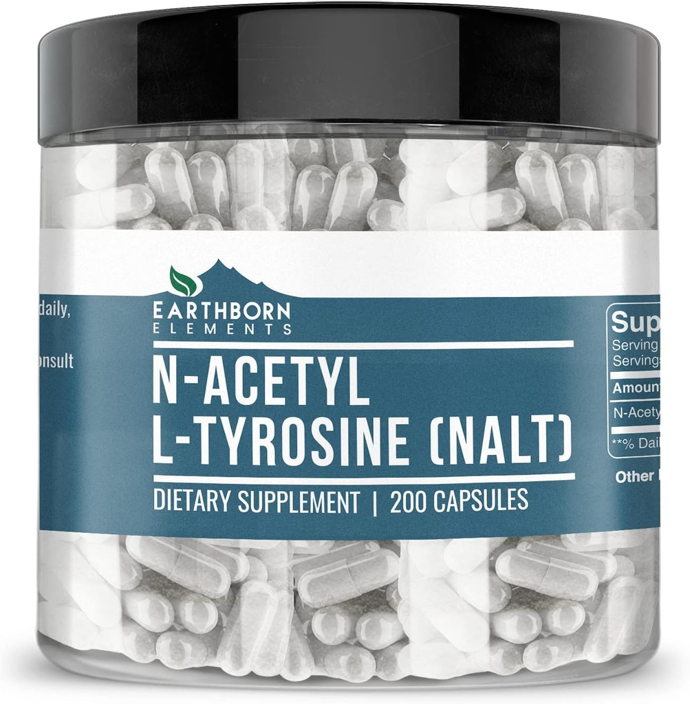 Éléments terriens N-acétyl L-tyrosine (NALT) 200 capsules, pures et non diluées, sans additifs