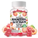 Magnesium Glycinate Gummies 2500mg - Sugar Free Magnesium Potassium Supplement with Vitamin D, B6, CoQ10 for Calm Mood & Sleep Support - 90 Peach Gummies