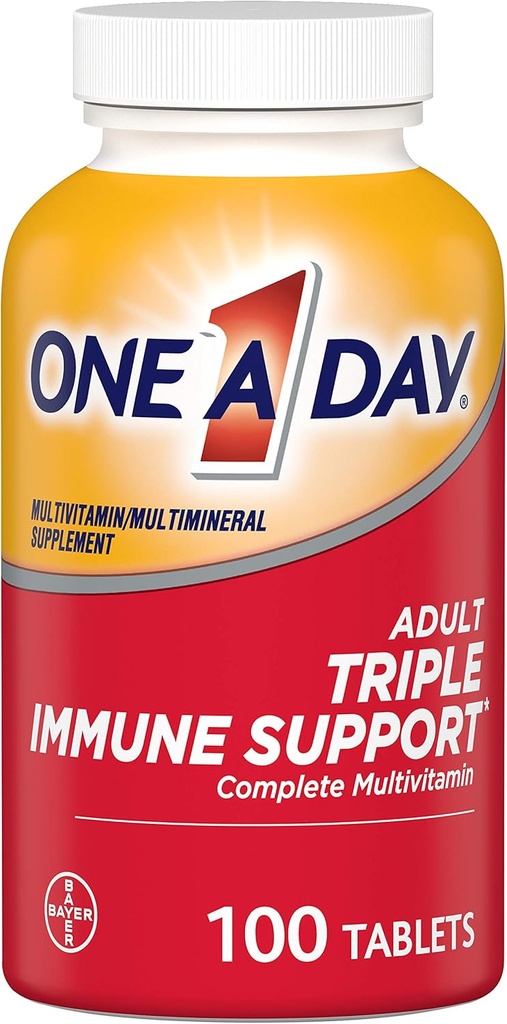 Support triple immune pour un jour* Multivitamine complète, supplément aux vitamines C, vitamine D et zinc, 100 Nombre