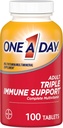 Support triple immune pour un jour* Multivitamine complète, supplément aux vitamines C, vitamine D et zinc, 100 Nombre