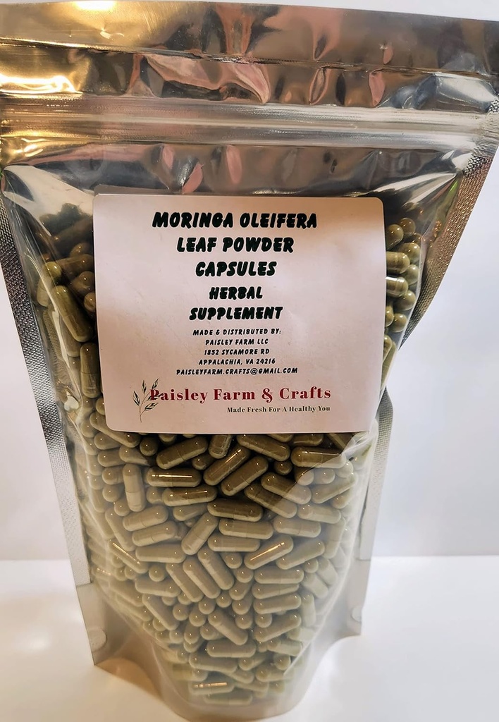 Moringa Oleifera Leaf Capsules Non OGM - Supplément à base de plantes - 100% Pure Leaf Powder! (5000) - Fait frais sur demande!