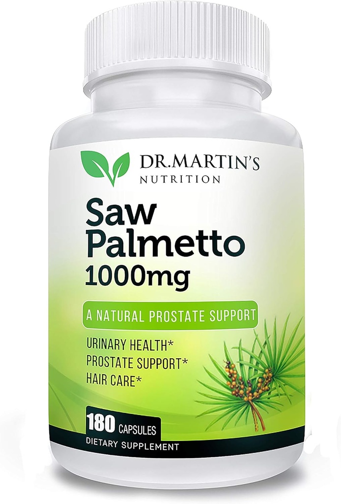 USA Grown Saw Palmetto de 180 Capsules Prostate Health Supplement de croissance des cheveux pour les hommes et les femmes Soutien pour aider à maintenir la fréquence d'urine normale et le bloqueur DHT naturel pour aider à prévenir la perte des cheveux