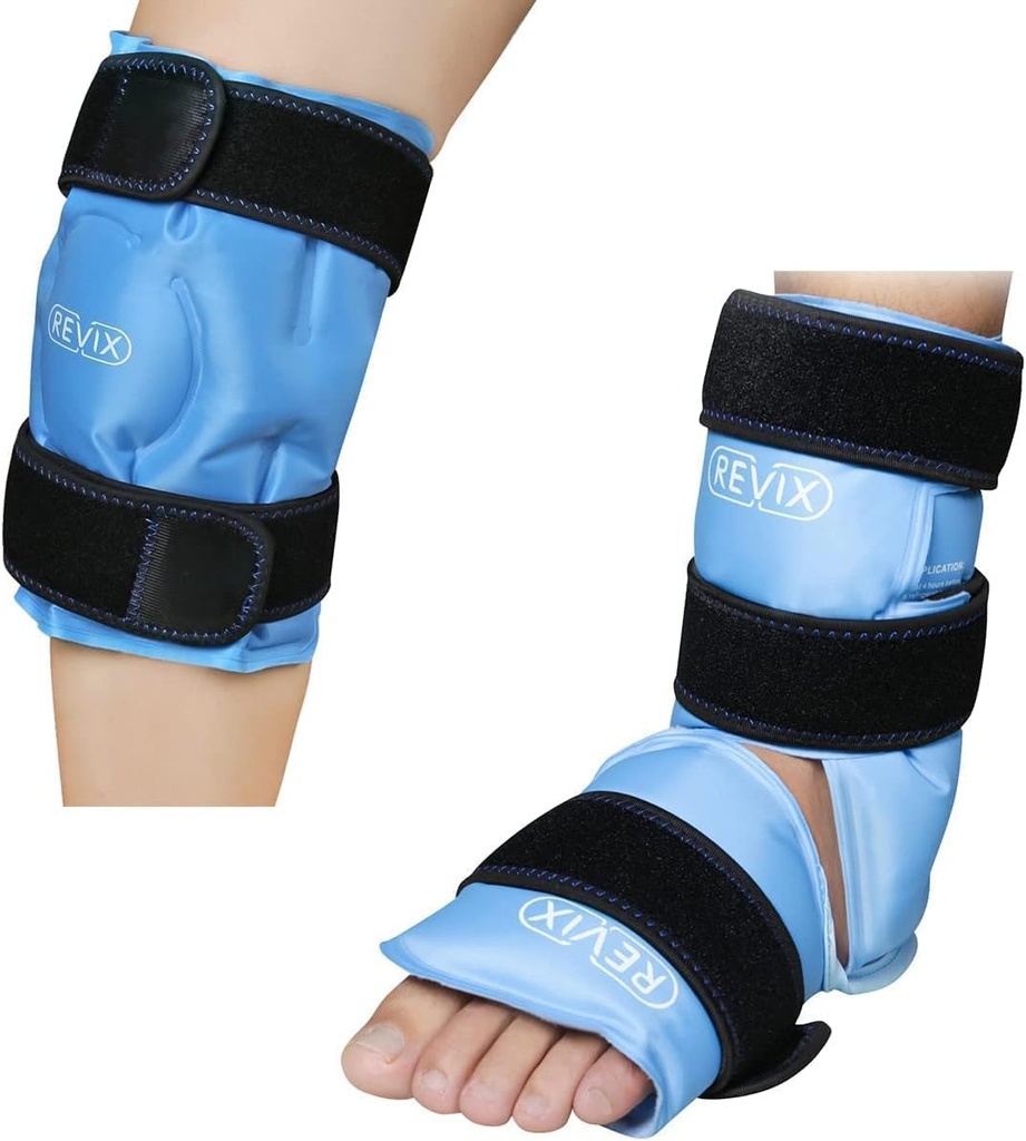 REVIX Paquet Ice Pack pour blessures réutilisables et REFIX Paquet Ice Pack pour soulagement de la douleur au genou, enveloppement gel réutilisable pour blessures aux jambes