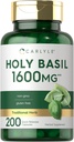 Carlyle Holy Basil Capsules 1600 mg , 200 Count , 200 Tulsi Holy Basil Leaf Extract , Supplément à base de plantes , sans gluten