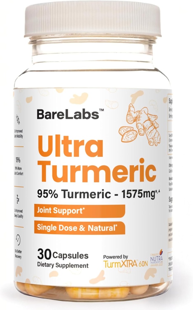 Turmeric Curcumin Capsules for Joint & Immune Support + High Absorption Single Dose, Water-Dispersible Formula - 30 Day Supply