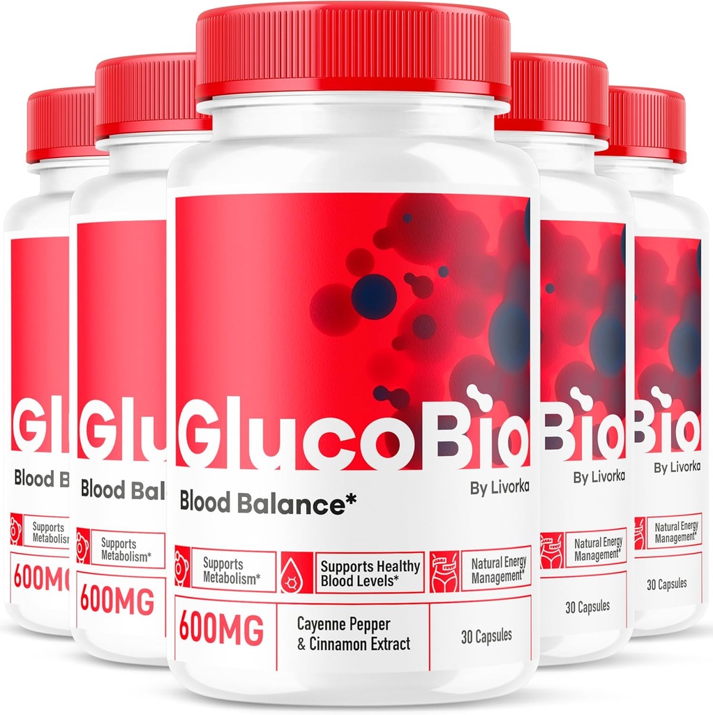 (5 Pack) GlucoBio Capsules - Gluco Bio officiel Pills de soutien, Formule avancée pour l'équilibre global, GlucoBio Pills, Supplément GlucoBio, Glucovio Reviews, 150 Capsules pendant 5 mois