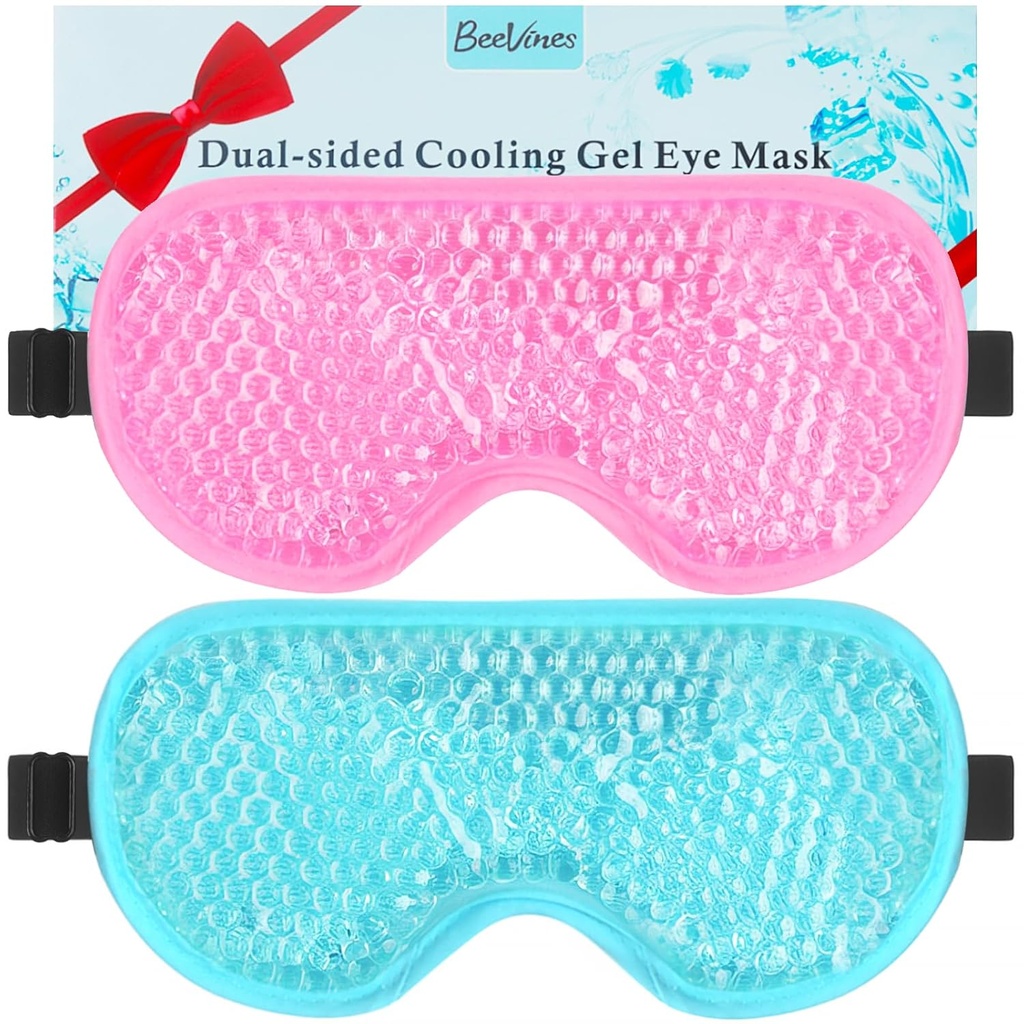 Masque pour les yeux en gel BeeVines, 2 masques de refroidissement pour les yeux puants pour les hommes et les femmes, Compresseur froid et chaud pour post-chirurgie, puffines, allergies, sinus et migraines