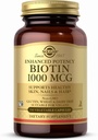 Solgar Biotin 1000 mcg - 250 capsules végétales - Soutient la peau, les ongles et les cheveux sains - Non-OGM, végétalien, sans gluten, sans lait, sans casher - 250 portions