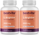 BESTVITE L-Arginine 1000mg par comprimé (480 comprimés) (240 x 2) – Classe pharmaceutique – Contient 20% Plus d'arginine pure par rapport à l'arginine HCl – Précurseur à oxyde nitrique*
