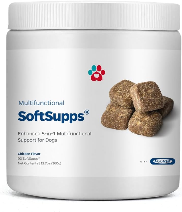 Animal Parents® Multivitamine Multifonctionnelle SoftSupps® pour chiens avec/Glucosamine Chondroïtine pour chiens, Huile de saumon pour chiens, Probiotiques pour chiens - Multivitamine pour chiens pour le soutien immunitaire, Vitamines pour chiens 90ct