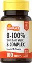 Sundance Vitamine B-Complex Valeur quotidienne 100 comprimés Suppléments végétariens, sans OGM et sans gluten