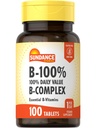 Sundance Vitamine B-Complex Valeur quotidienne 100 comprimés Suppléments végétariens, sans OGM et sans gluten