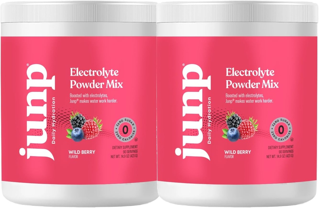 JUNP Electrolytes Poudre Pas de sucre Pas de glucides – Farine de fruits sauvages Mélange de boisson - Potassium et sel Electrolyte Poudre d'hydratation Zéro Calorie Sucre Sans Poudre d'électrolyte, Keto Friendly, 180 portions