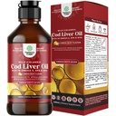 Huile de foie de morue sauvage d'Islande liquide - gouttes d'huile de poisson avec Omega 3, EPA, DHA, vitamine D & A - supplément de foie de morue liquide pour le coeur, l'articulation, le cerveau et l'immunité - 240 ml (8 once)
