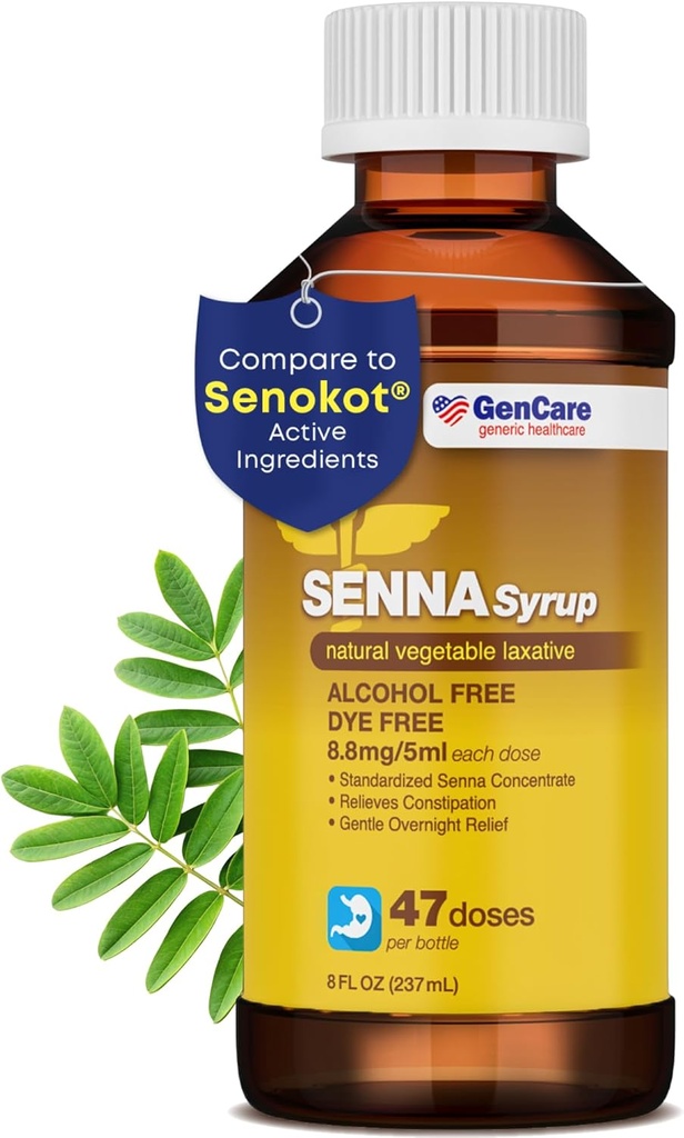 GenCare - Senna Syrup Liquide Laxatif (8 Fl Oz bouteille) Tous les Sennosides Légumes naturels Ingrédient actif