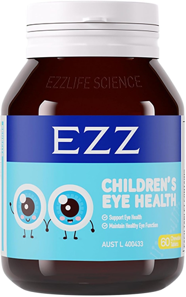 EZZ Santé des yeux des enfants, Vitamines essentielles des yeux Lutéine et zéaxanthine, soulagement de la fatigue visuelle et amélioration de la vue, naturel et sans additifs, 60 Easy-to-Chew