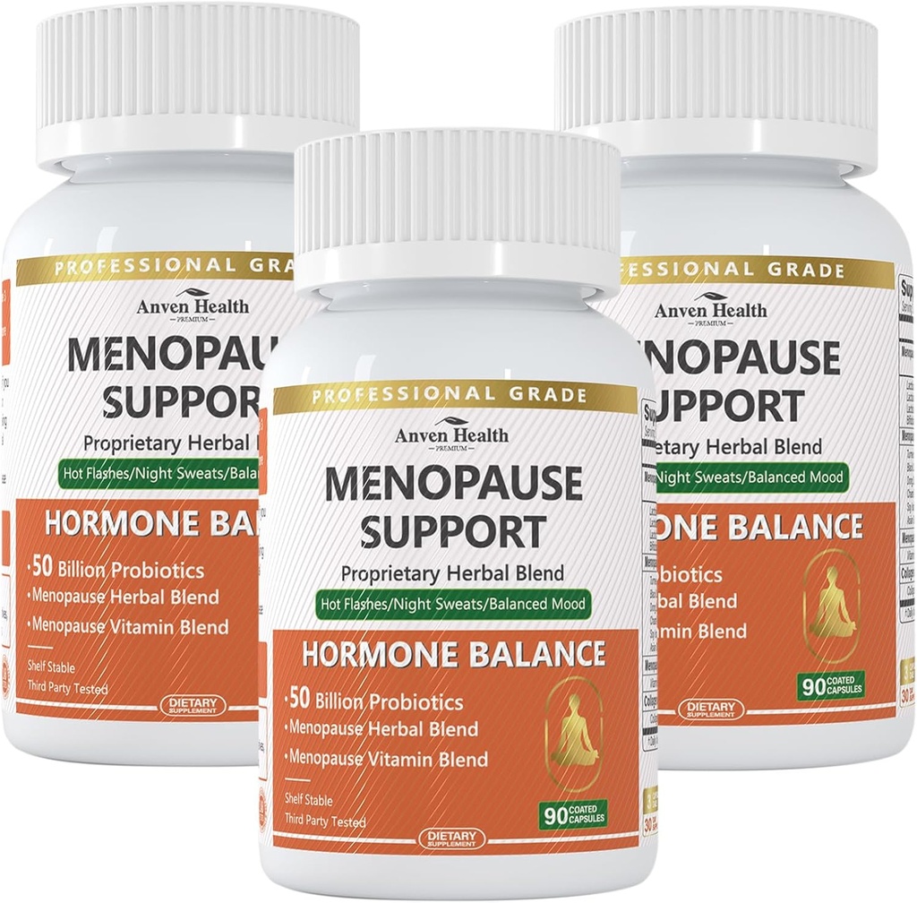 Suppléments de ménopause pour les femmes Ménopause Probiotics Relief,Vitamine D3 & B6,Supporte les flashs chauds, les sueurs nocturnes, Bloating & Gut Health with Black Cohosh, Collagen