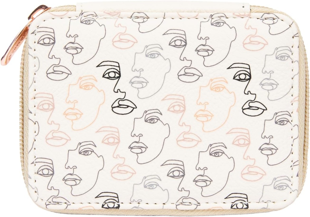 Cas de pilule zippée pour femmes de Miamica avec organisateur en plastique amovible de 8 jours, Beige, 3,5, x 2,75, x 1,25" – Weekly Medicine Box w/Compact Design