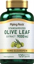 Pipeping Rock Olive Leaf Extract Capsules $ 9000mg $ 120 Pills $ 150mg Oleuropein $ Supplément à base de plantes standard $ Non-OGM, sans gluten