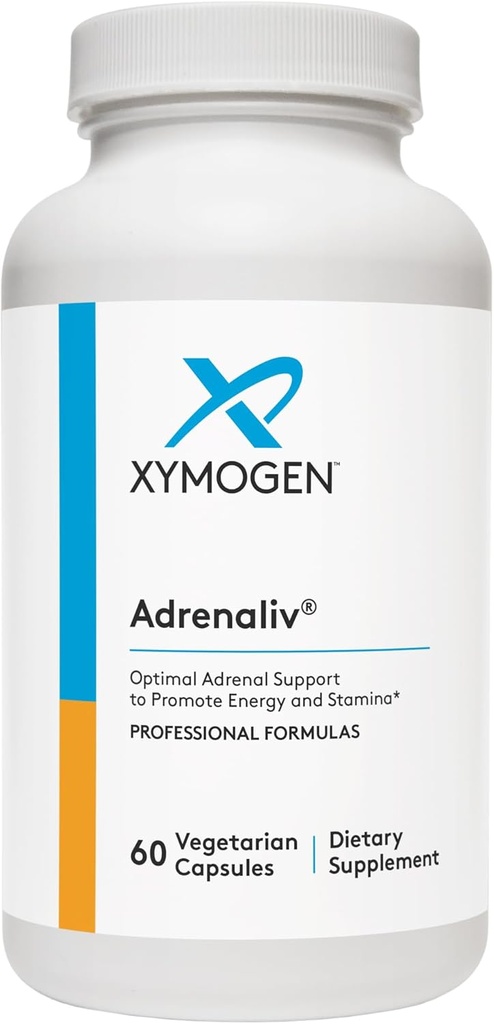 XYMOGEN Adrenaliv - Supplément de soutien adrénal pour promouvoir la réponse du corps au stress, promouvoir l'énergie et l'endurance - Rhodiola Rosea, Eleuthero, Complexe adrénal, réglisse, vitamine B6 (60 capsules)