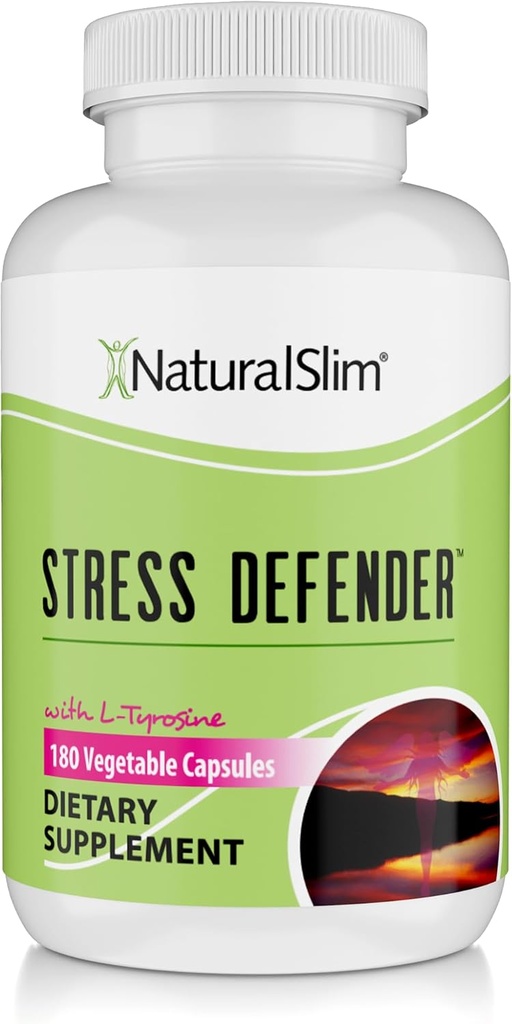 NaturalSlim Stress Relief Supplement - Stress Defender, High Cortisol Reducer, Control Cravings, Sleep & Metabolism Support avec vitamine B5 Acide pantothénique et L Tyrosine - 180 capsules végétales