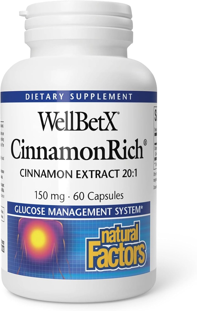 Facteurs naturels WellBetX CinnamonRich Extract 150 mg, 60 Capsules
