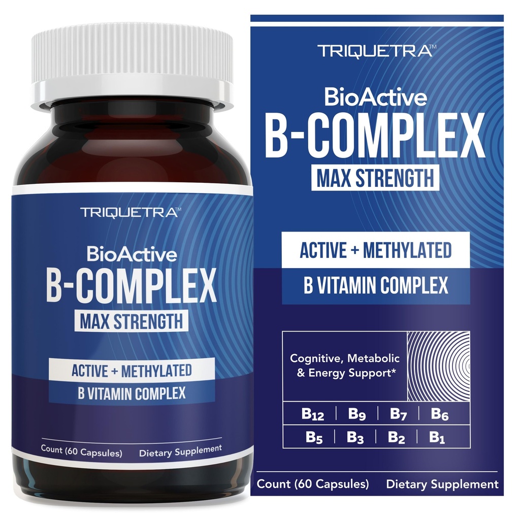 Complexe BioActive Vitamine B - Complexe prêt à recevoir du sang, complexe Méthylé B - doté de 3 formes bioactives de B12, BenfoPure® B1 & Pantesin® B5 - 12 B de vitamines dans les doses cliniques - 60 portions