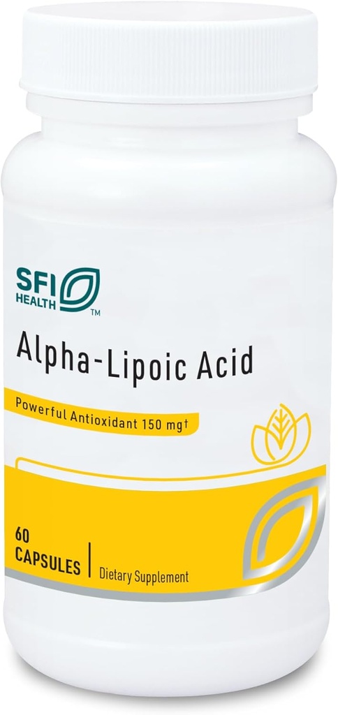 Klaire Labs SFI Health Alpha-Lipoic Acid 150mg - Supplément ALA pour promouvoir la désintoxication hépatique, le soutien antioxydant - Hypoallergénique et sans maïs (60 capsules)