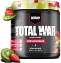 REDCON1 Total War Pre Workout, Strawberry Kiwi - L Citrulline, acide malique, extrait de feuille de thé vert pour stimuler la pompe pré-entraînement pour les femmes et les hommes - 3.2g Beta Alanine pour réduire l'échappement (30 portions)