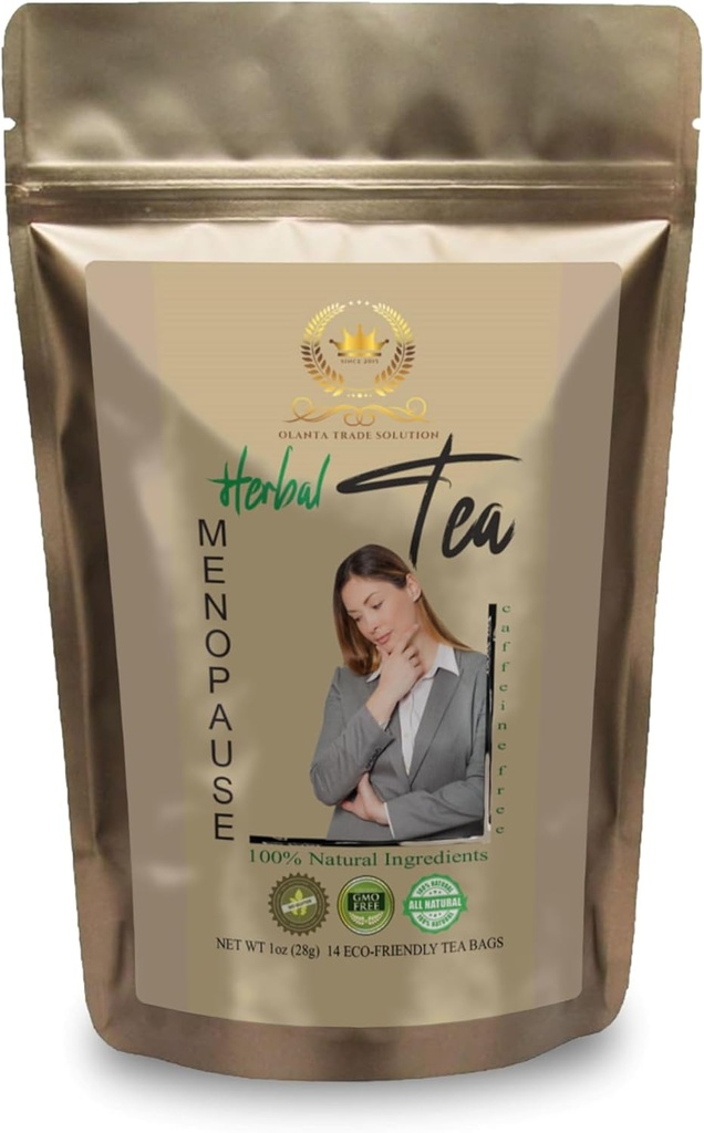 Racine de coho noir - Thé à base de plantes de la ménopause - Soutien de la ménopause avancée, thé chaud, supplément de biloba de Ginkgo bio, trèfle rouge biologique - 1 Pack