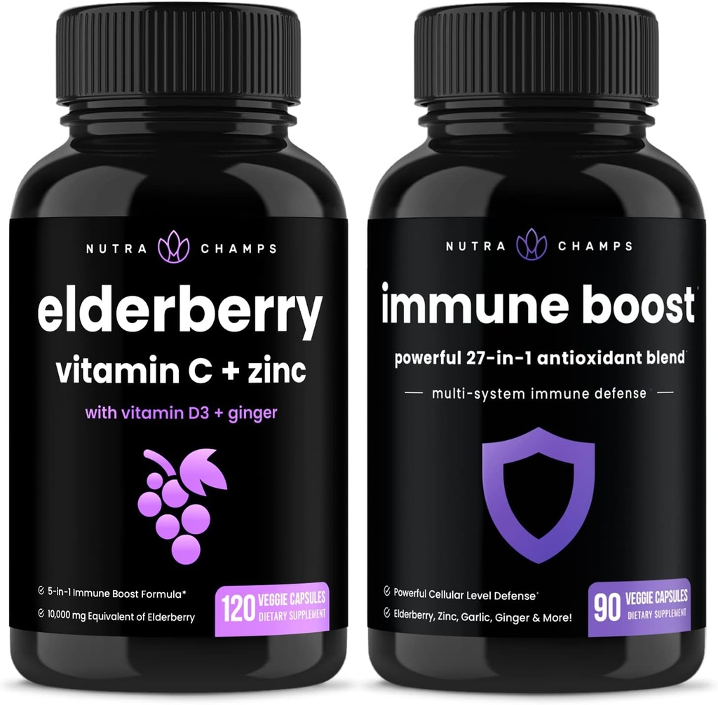 NutraChamps Elderberry and (2-Pack) Immune Boost Bundle
