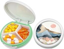 Serfeymi Petite Pill Box - 3 compartiments Pill Box portable pour la poche de Purse, compact Mini cas de pilule de voyage - Convient pour la médecine, la vitamine, l'huile de poisson, suppléments - Blanc(Montagne Sunrise)