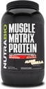 NutraBio Muscle Matrix Protéines en poudre - 25g de protéines par scoop - Combo de caséine isolate et micellaire pour libération rapide et lente - Vanille - 2 livres, 28 portions