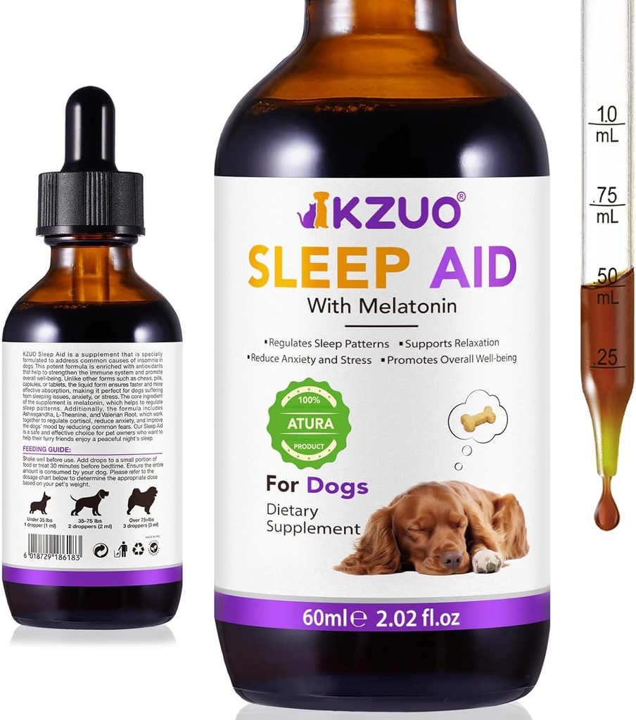 Melatonine pour chiens, Melatonine pour chiens, Anxiety Relief pour chiens, pour petits à grands races de chiens, soutient la relaxation, régule les modèles de sommeil, favorise le bien-être général, aide au sommeil pour chiens