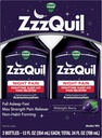 ZzzQuil Liquid, Max Strength Pain Reliever, Nighttime Sleep Aid Liquid, Acétaminophène 1000mg, Diphenhydramine 50mg HCI, Non-Habit Forming, Minuit Berry Aromatisé, 2 Pack, 24 FL OZ