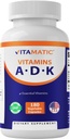 Supplément de vitamine ADK, 180 gélules, vitamines de haute puissance A, D3, K2 pour la santé des os, absorption de calcium, non-OGM, sans gluten