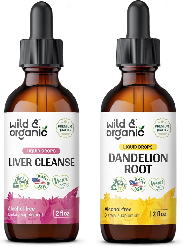 Wild & Organic Liver Cleanse Tincture 2 fl oz & Dandelion Root Tincture 2 fl oz