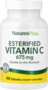 NaturesPlus Vitamine C - 675 mg, 90 comprimés - Doucement sur l'estomac - Végétarien, Sans gluten - 90 portions