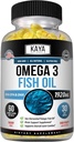 Kaya Naturals Omega 3 Supplément - Nature Made Omega 3 Huile de poisson - 100% Huile de poisson pélagique de mer brute sans arrière-goût de poisson - 60 softgels de comte