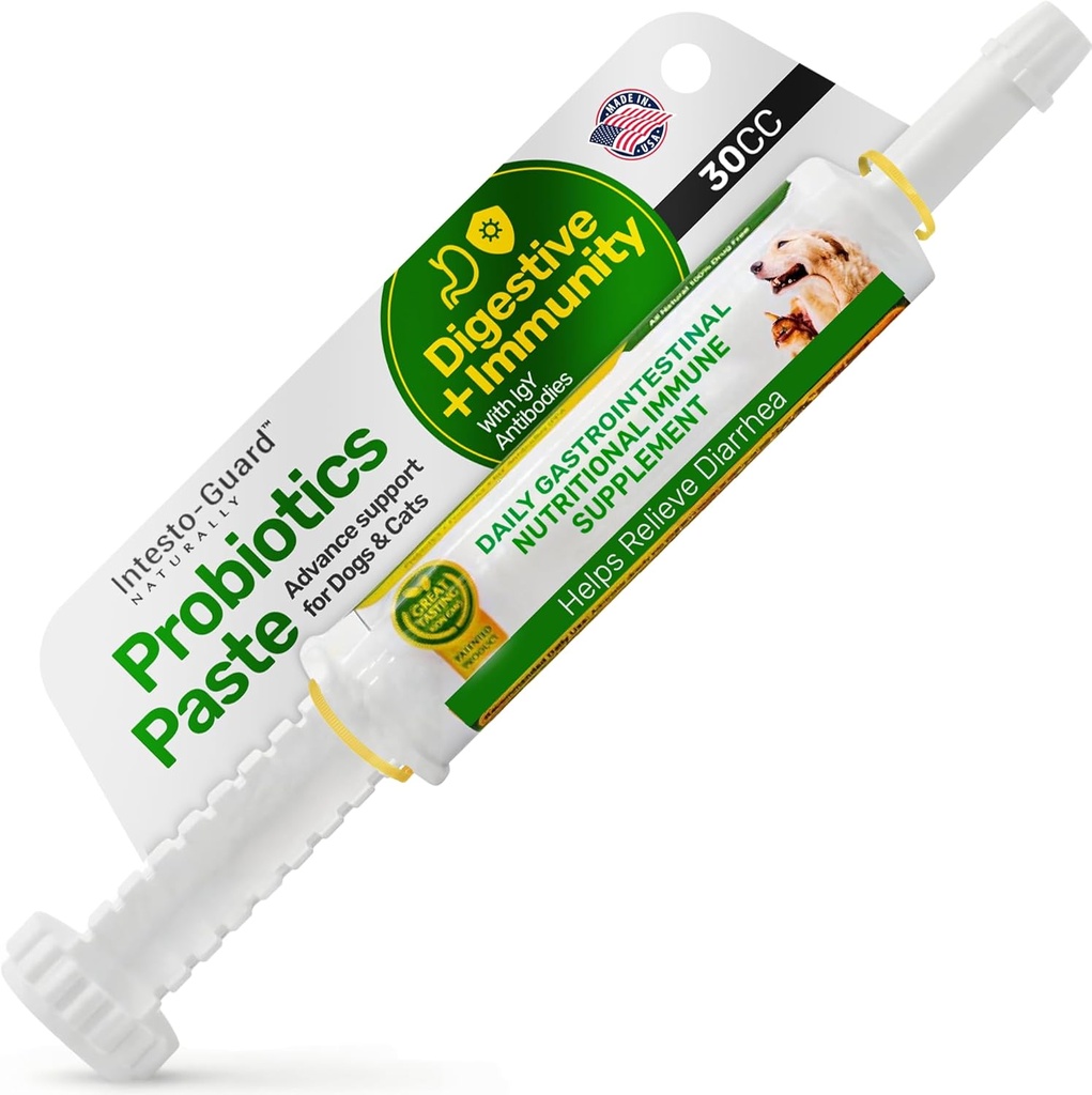 Probiotiques Pâte pour chiens Prébiotique pour canine, Gut Support, & Immune Boost, Tout naturel avec 1 milliard par ML Inclut (MOS)+ Glucans bêta + D-mannose, aucun sous-produit animal - 30ML Tube unique